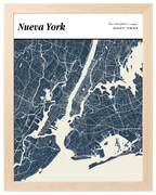 Portada de Ciudad, mapa de ciudad estilo revista con marco maple