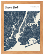 Portada de Ciudad, mapa de ciudad estilo revista con marco haya