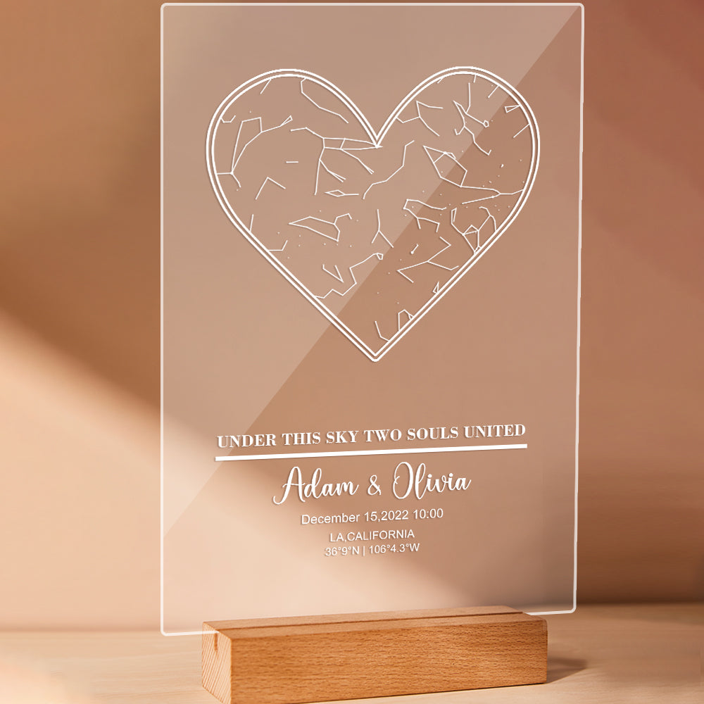 Mapa Estelar Personalizado con Base de Madera