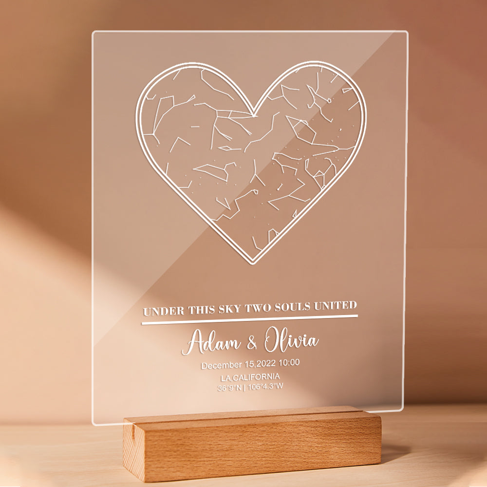 Mapa Estelar Personalizado con Base de Madera