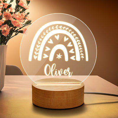 Lámpara Personalizada con Nombre y Arcoíris para Bebé