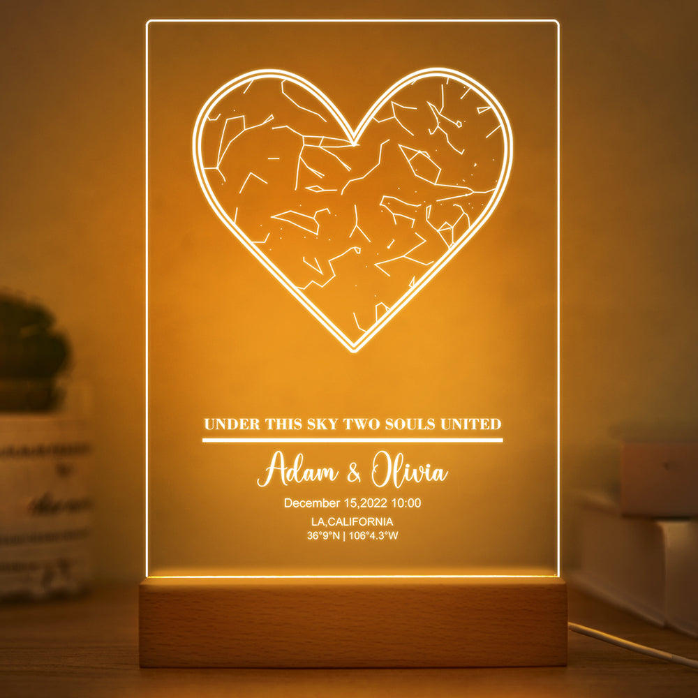 Mapa Estelar Personalizado con Base de Madera