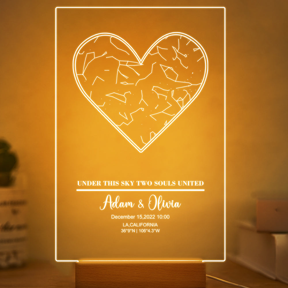 Mapa Estelar Personalizado con Base de Madera