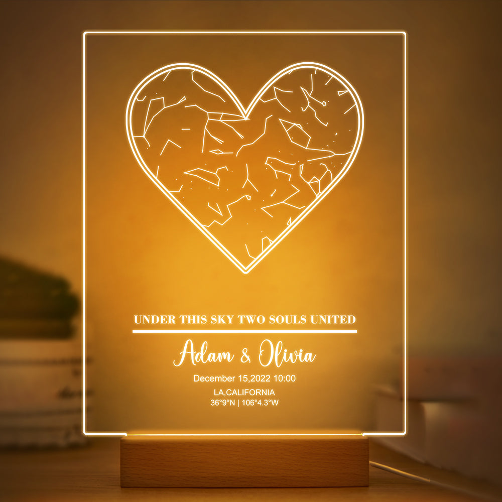 Mapa Estelar Personalizado con Base de Madera