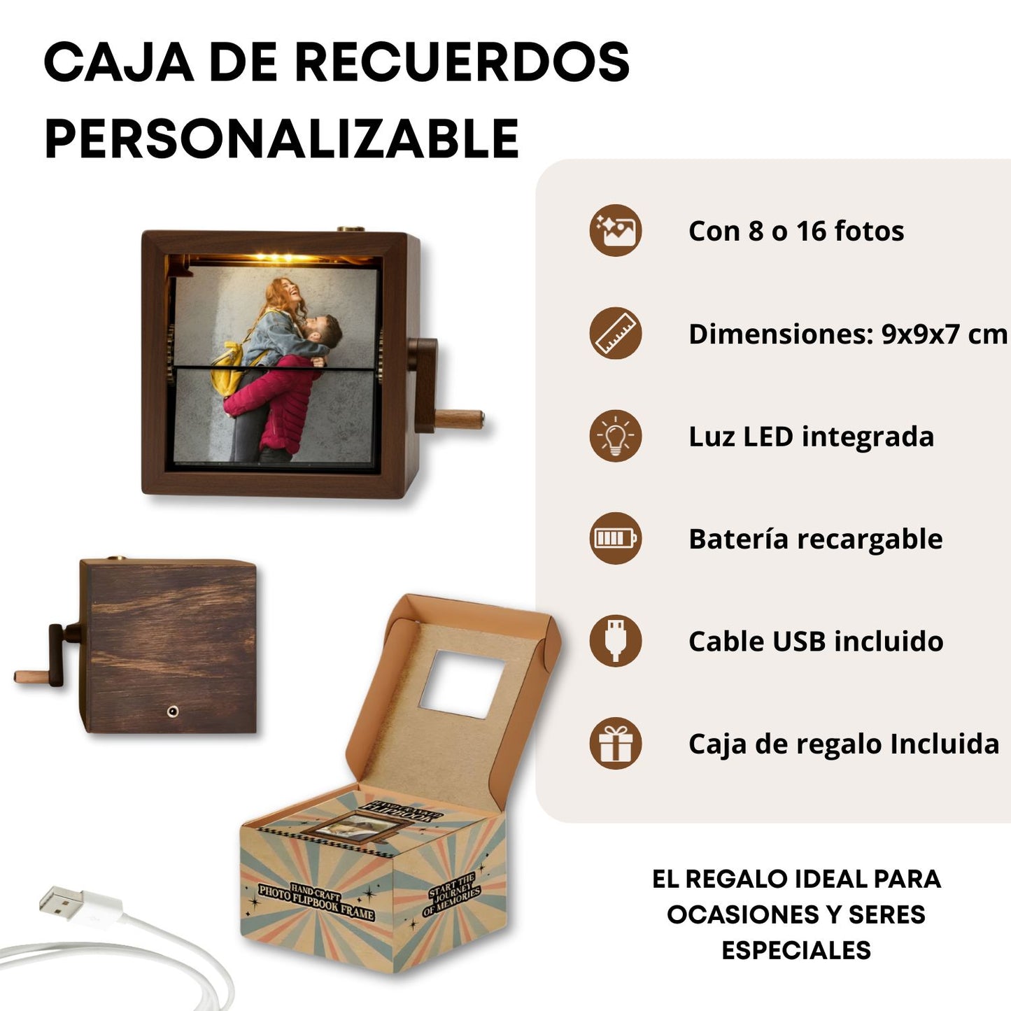 Caja de Recuerdos de Madera con Iluminación