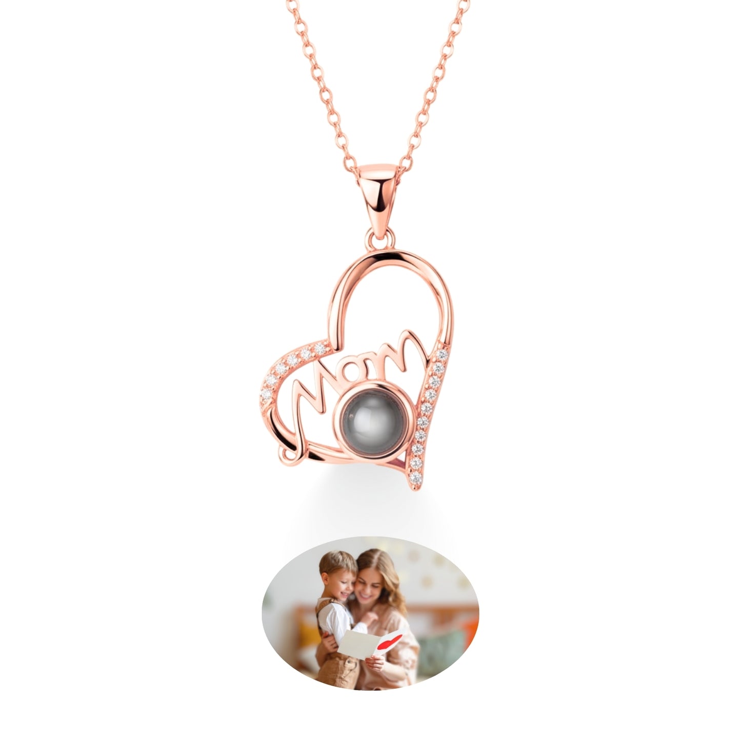 Collar Personalizado de Proyección en Forma de Corazón para Mamá