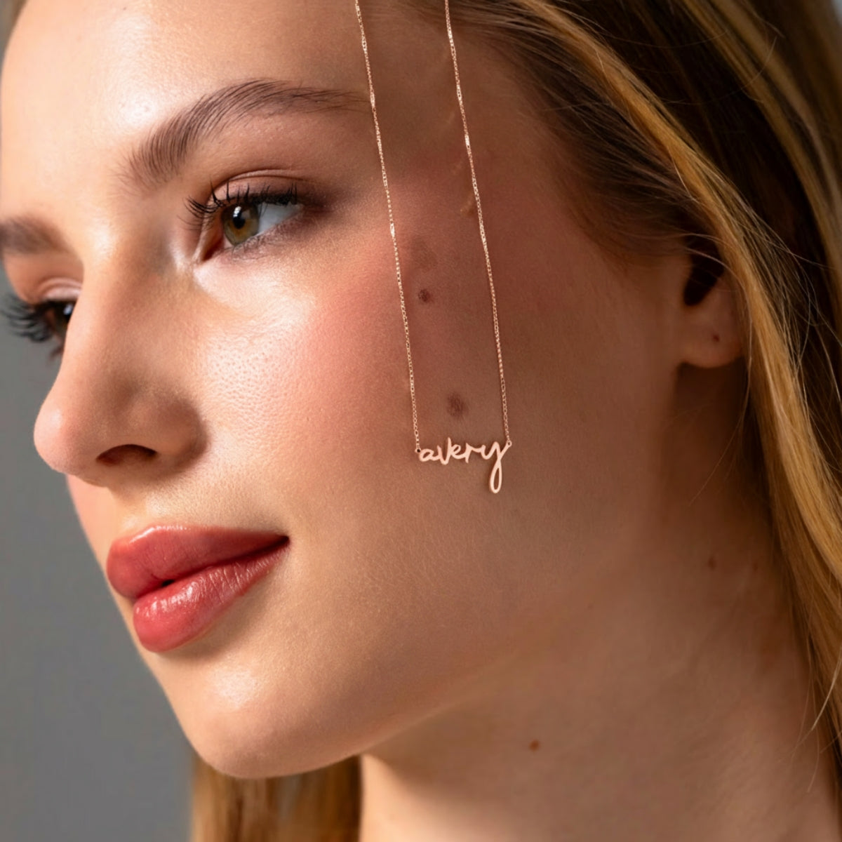 Collar Personalizado con Nombre Plata S925 y Cadena Tipo Box