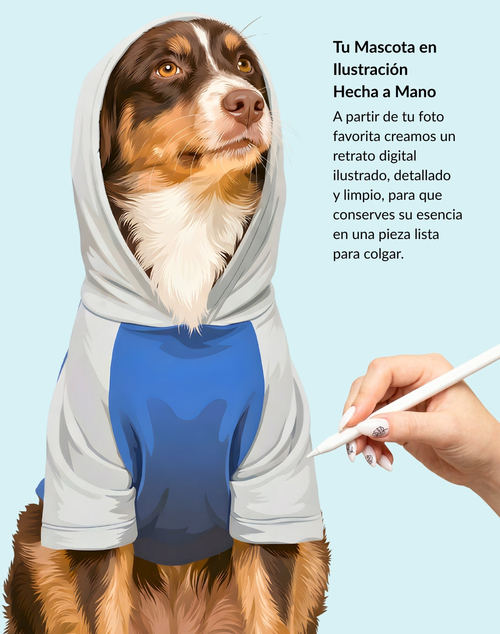 Retrato Personalizado de Mascota Ilustrado a Mano Enmarcado