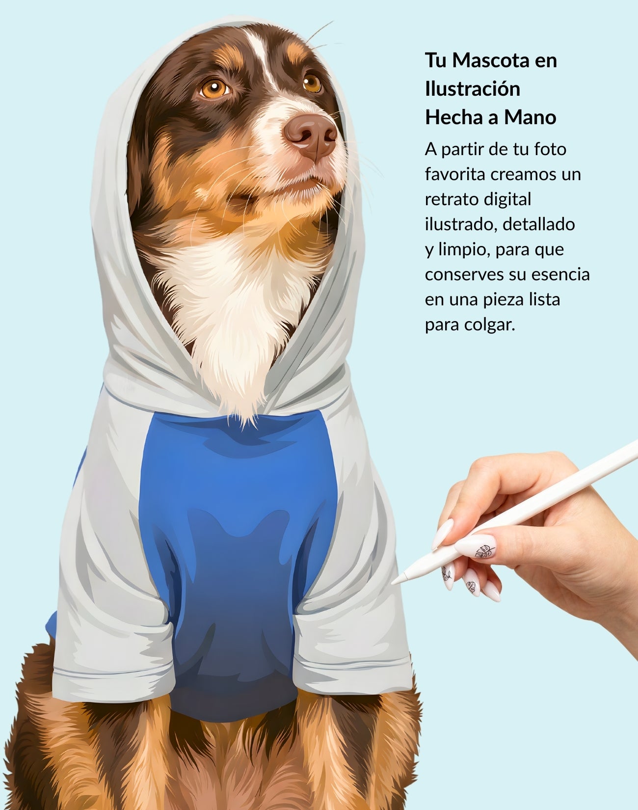 Retrato Personalizado de Mascota Ilustrado a Mano Enmarcado