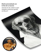 Retrato de Mascota Personalizado Estilo Chic con Gafas Enmarcado