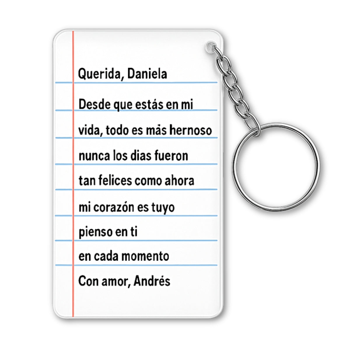 Llavero Acrílico Personalizado con Mensaje de Amor