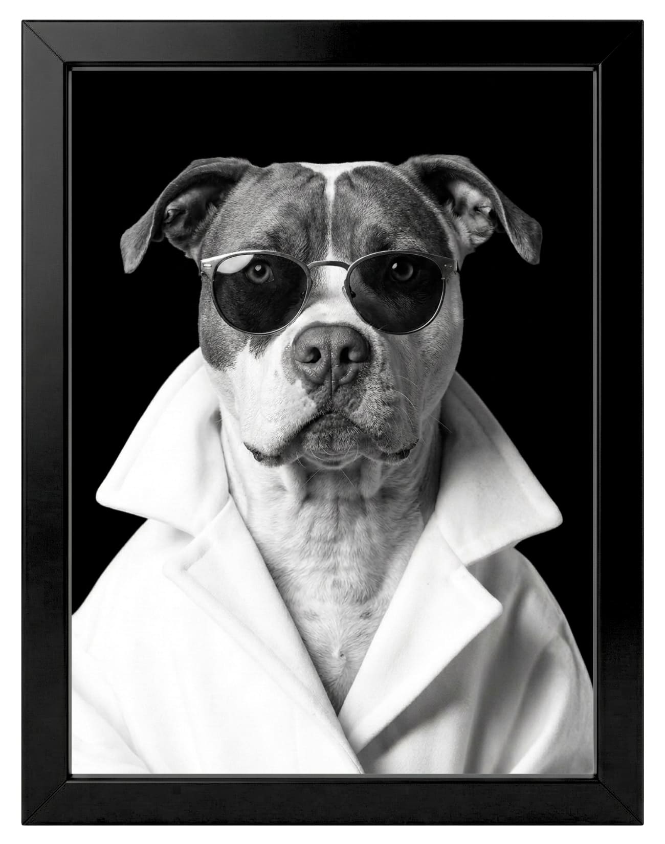 Retrato de Mascota Personalizado Estilo Chic con Gafas Enmarcado