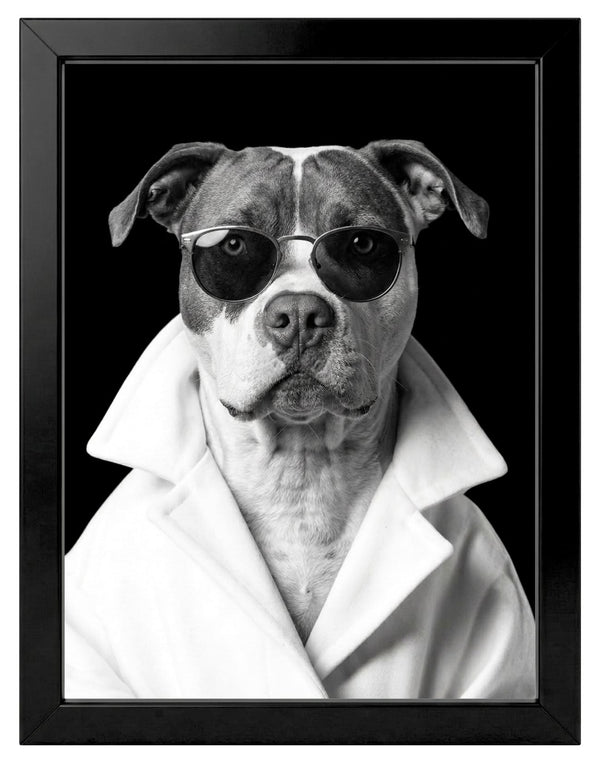 Retrato de Mascota Personalizado Estilo Chic con Gafas Enmarcado
