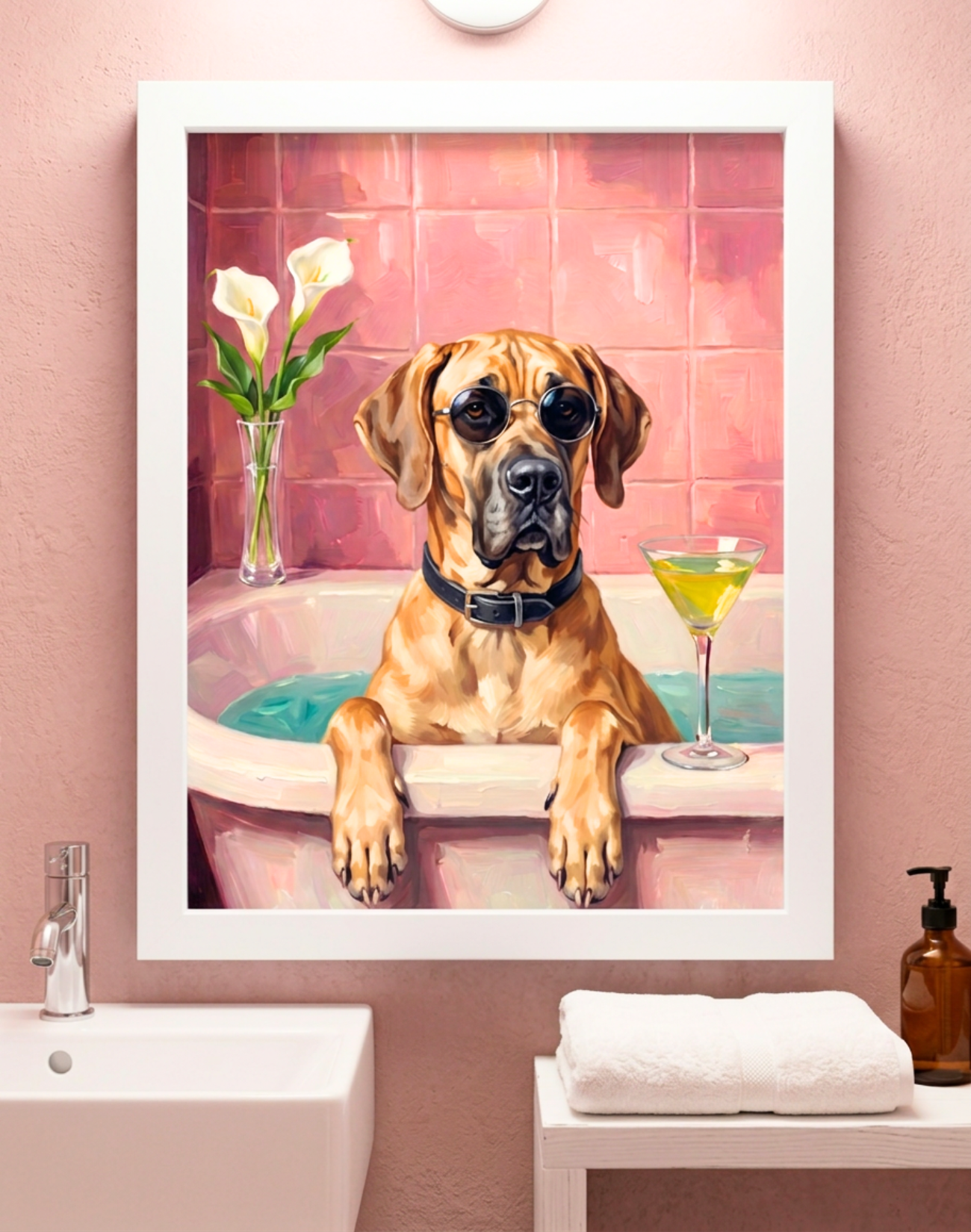 Cuadro Personalizado de Mascota – Edición Bath & Cocktail