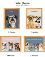 Retrato Personalizado de Mascota en Estilo Acuarela con Marco