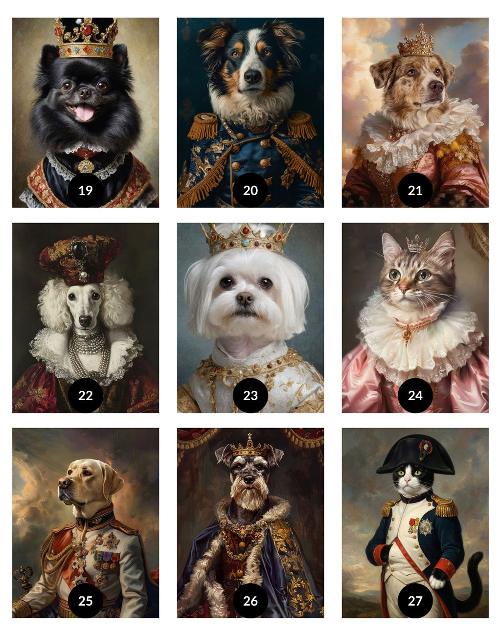 Retrato Personalizado de Mascota Estilo Realeza – Cuadro Enmarcado