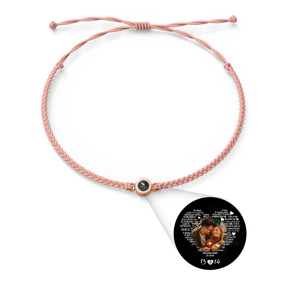 Pulsera de Proyección de Foto Personalizada — “Te Amo” en 100 Idiomas