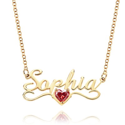 Collar Personalizado con Nombre y Piedra de Nacimiento