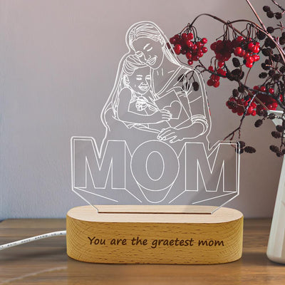 Lámpara 3D Personalizada para Mamá con Base Grabada