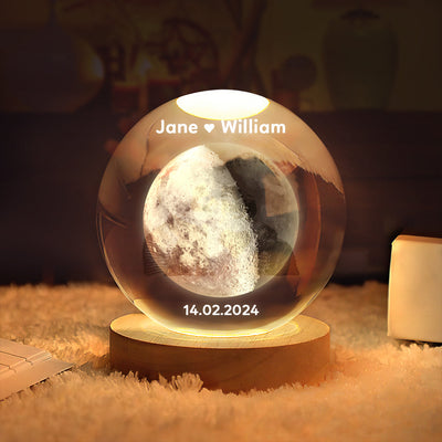 Lámpara de Cristal Personalizada con Fase Lunar