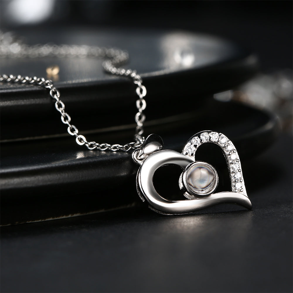 Collar de Proyección  con Dije de Corazón Foto Blanco y Negro