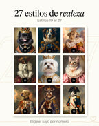 Estilos de realeza 19 al 27 para la frazada con retrato de mascota, incluido un gato vestido de general