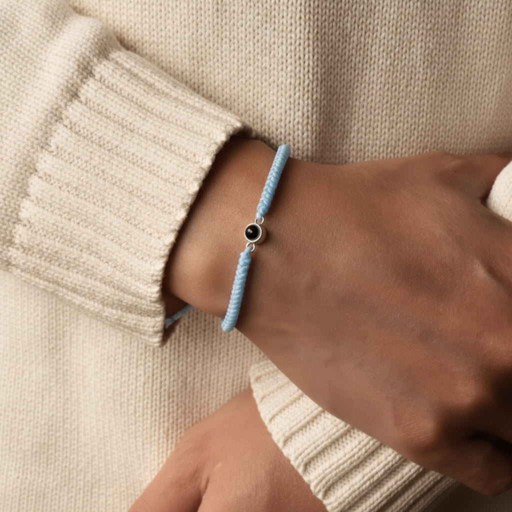 Pulsera de Proyección Trenzada con Foto Blanco y Negro