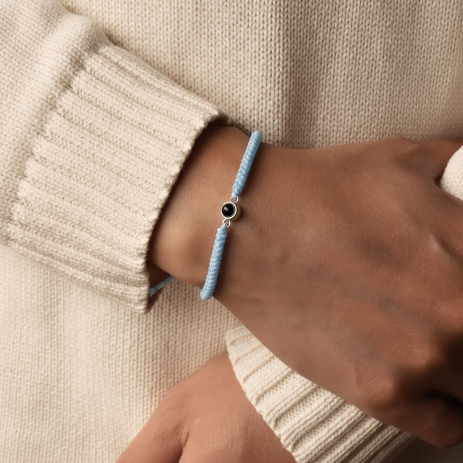 Pulsera de Proyección Trenzada con Foto Blanco y Negro