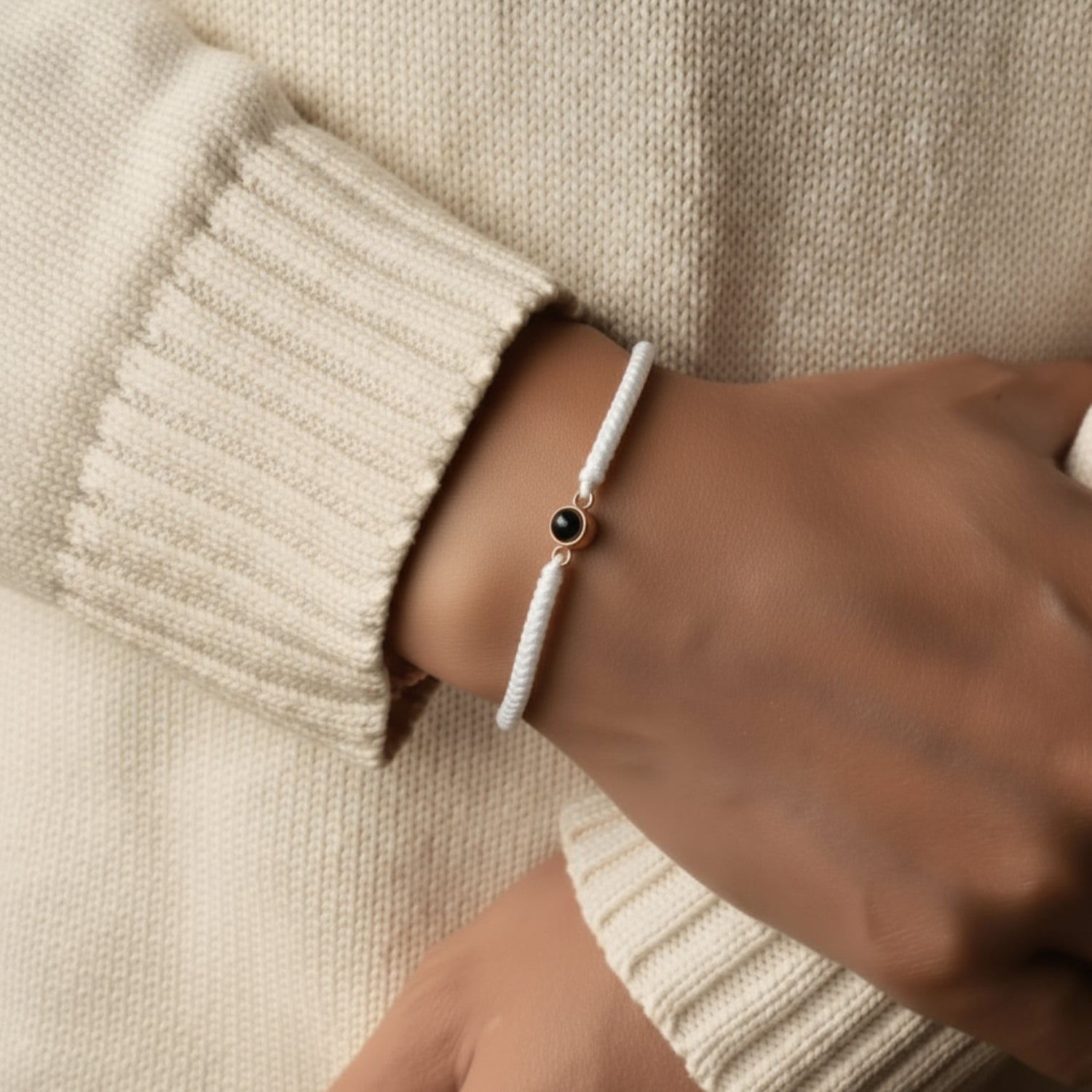 Pulsera de Proyección Trenzada con Foto Blanco y Negro