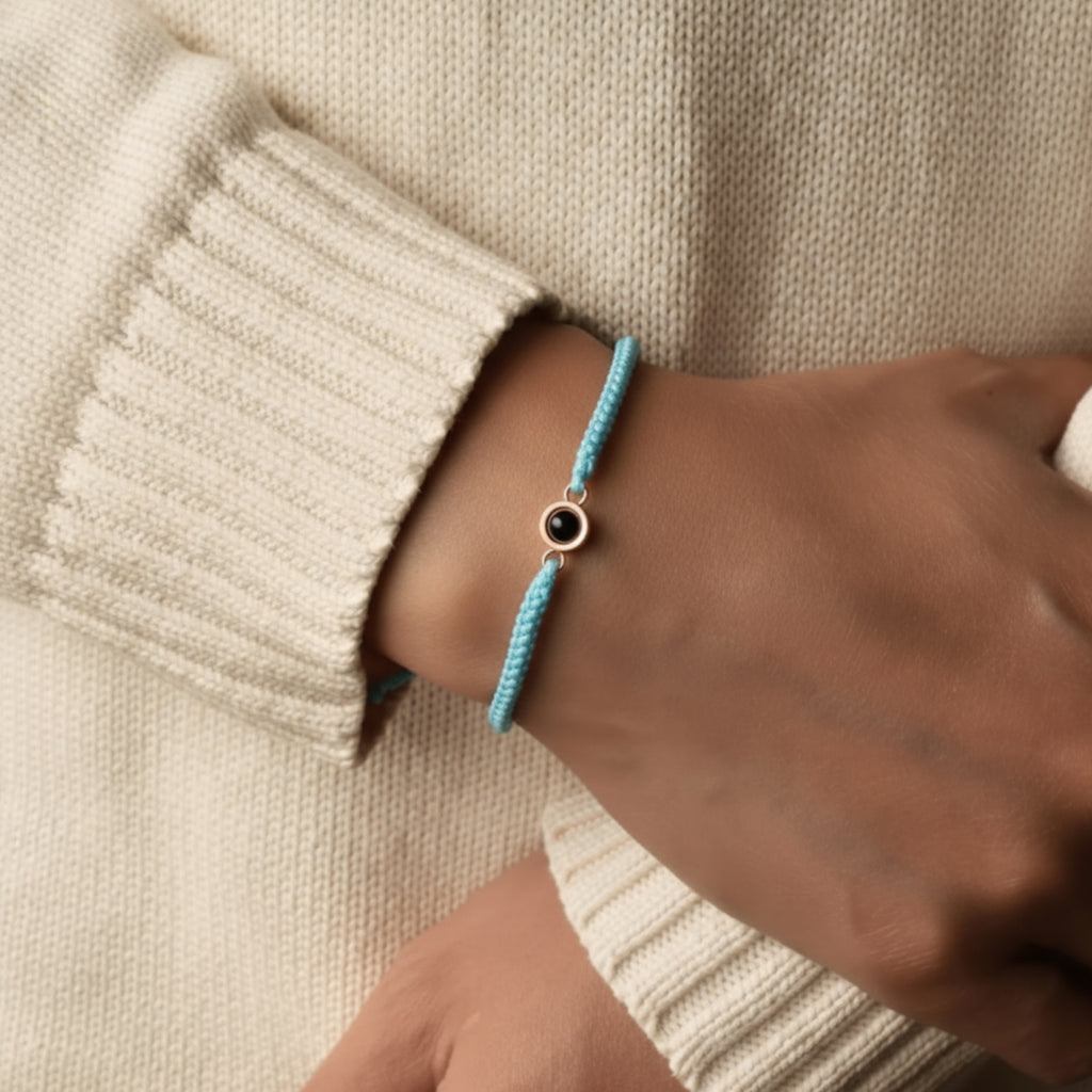 Pulsera de Proyección Trenzada con Foto Blanco y Negro