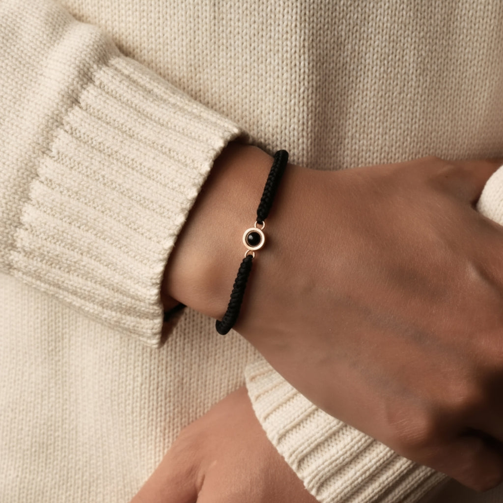Pulsera de Proyección Trenzada con Foto Blanco y Negro