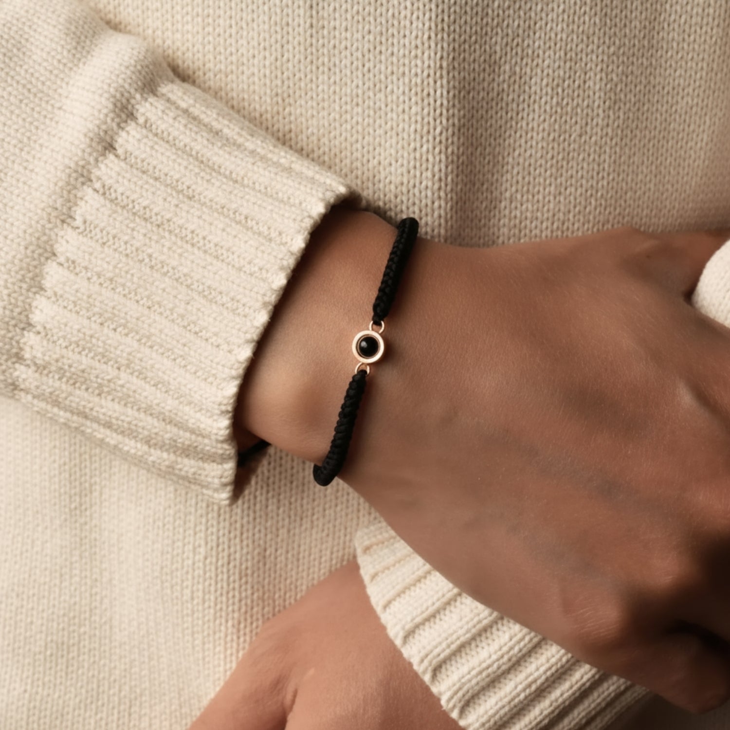 Pulsera de Proyección Trenzada con Foto Blanco y Negro