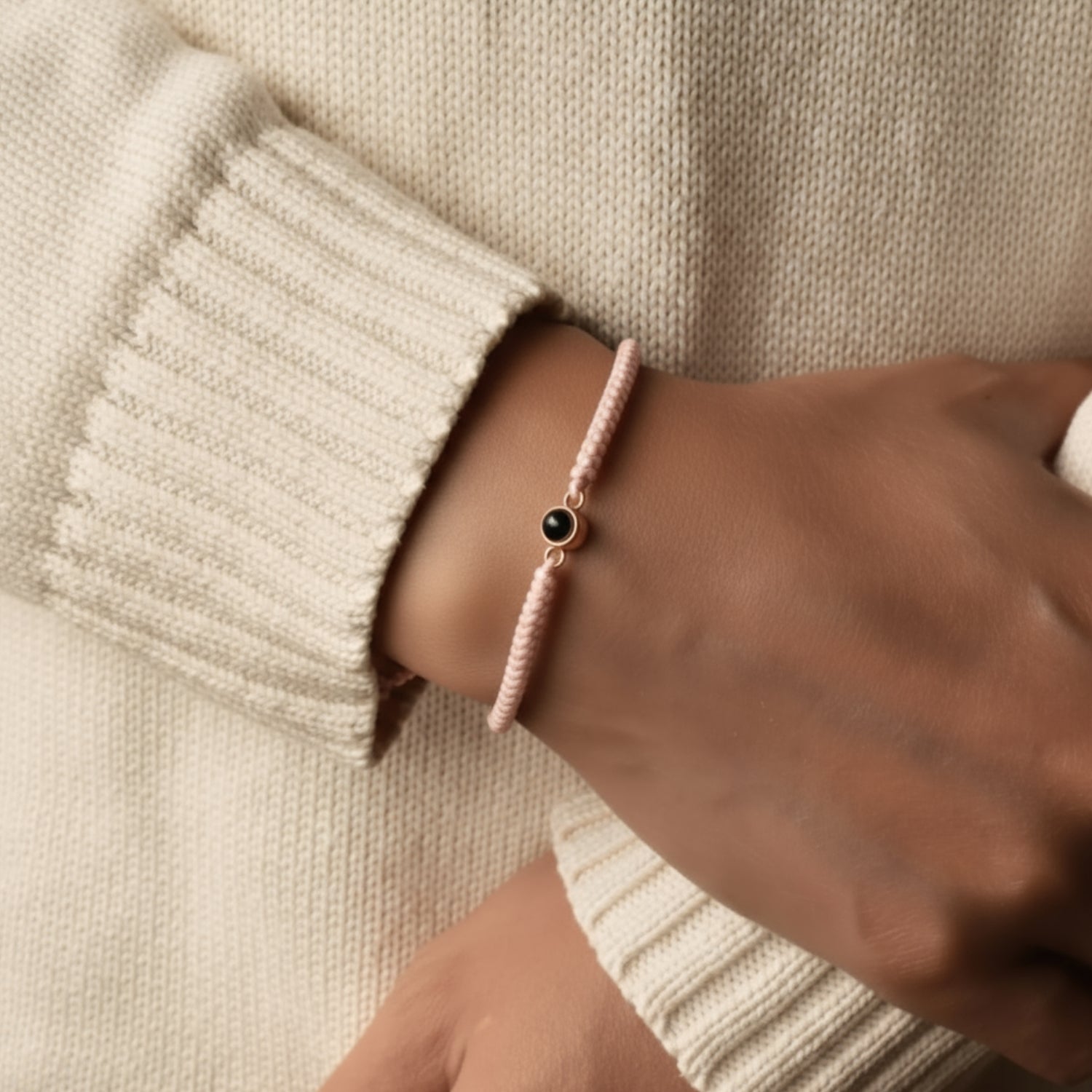 Pulsera de Proyección Trenzada con Foto Blanco y Negro