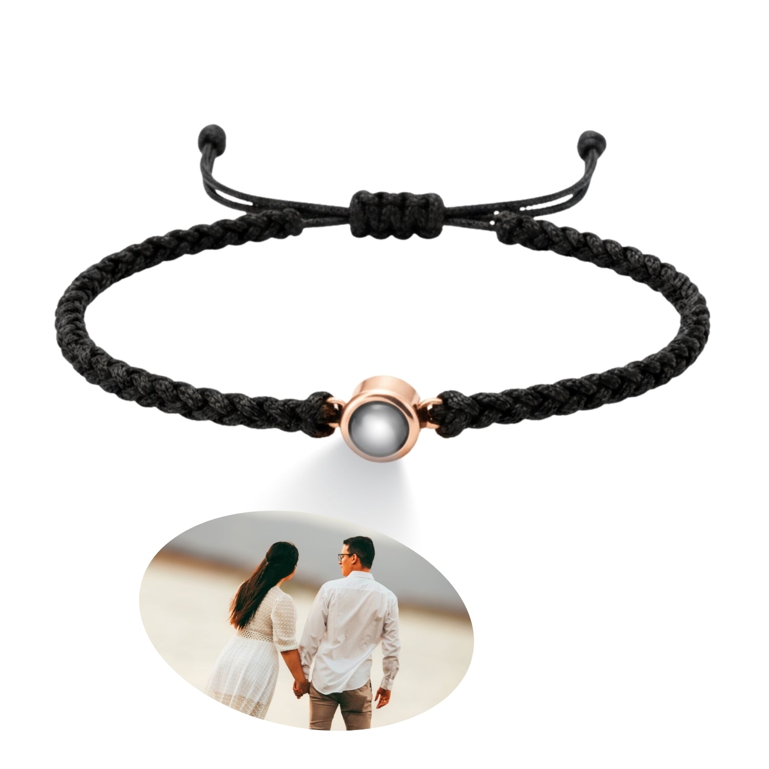 Pulsera de Proyección Trenzada con Foto Blanco y Negro