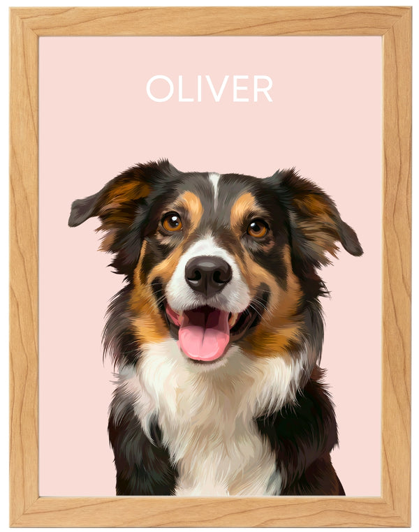 Retrato Personalizado de Mascota Ilustrado a Mano Enmarcado